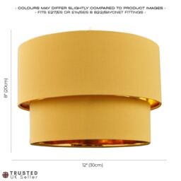 Happy Homewares Modern Cotton Fabric Double Tier Ceiling Shade with Shiny Inner in Mustard - Size: 12 inches - thumbnail 5