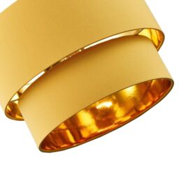 Happy Homewares Modern Cotton Fabric Double Tier Ceiling Shade with Shiny Inner in Mustard - Size: 12 inches - thumbnail 4