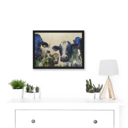 Artery8 Nature Cow Cattle Farm Animal Artwork Framed Wall Art Print A4 in Black - thumbnail 2