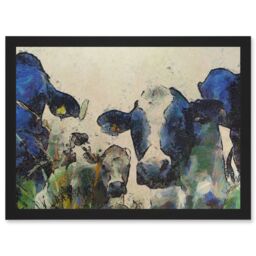 Artery8 Nature Cow Cattle Farm Animal Artwork Framed Wall Art Print A4 in Black - thumbnail 1