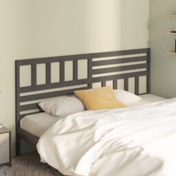 Berkfield Home Bed Headboard Grey 206x4x100 cm Solid Wood Pine - Size: 206 x 4 x 100 cm - thumbnail 3
