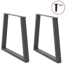 Berkfield Home Dining Table Legs V-Shape 2 pcs Anthracite 80x(72-73.3) cm Steel in Black - thumbnail 3