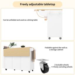 Matteo White Wood Grain Kitchen Island Serving Trolley with Sliding Doors - thumbnail 5