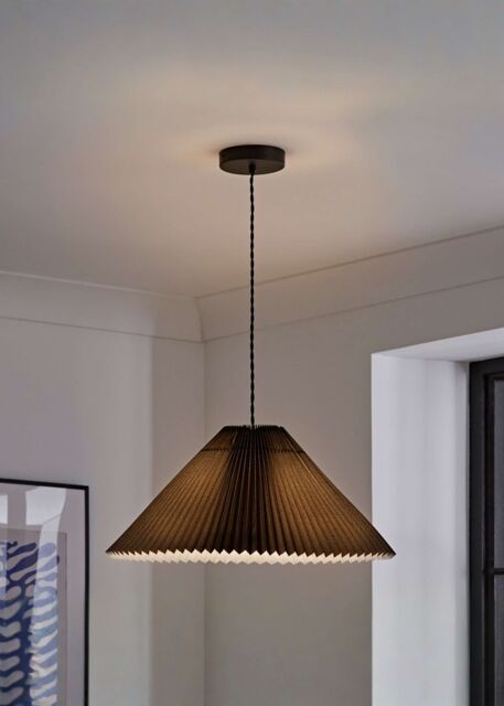 ValueLights Akira Pleated Single Drop Ceiling Pendant Light in Black - image 1