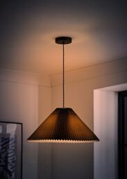 ValueLights Akira Pleated Single Drop Ceiling Pendant Light in Black - thumbnail 2