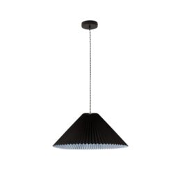 ValueLights Akira Pleated Single Drop Ceiling Pendant Light in Black - thumbnail 5