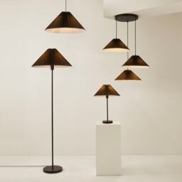 ValueLights Akira Pleated Single Drop Ceiling Pendant Light in Black - thumbnail 8