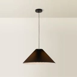 ValueLights Akira Pleated Single Drop Ceiling Pendant Light in Black - thumbnail 6