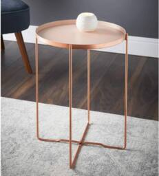 SPOT ON DEALZ Blush Round Side Table with Removable Tray & Copper Legs - thumbnail 6