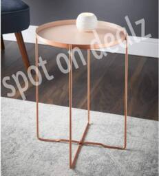 SPOT ON DEALZ Blush Round Side Table with Removable Tray & Copper Legs - thumbnail 3