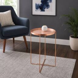 SPOT ON DEALZ Blush Round Side Table with Removable Tray & Copper Legs - thumbnail 1