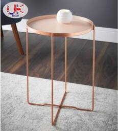 SPOT ON DEALZ Blush Round Side Table with Removable Tray & Copper Legs - thumbnail 4