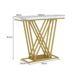 Costway Gold Console Table Modern Sofa Table Entryway Table in White - thumbnail 3