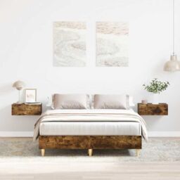 Berkfield Home Bed Frame No Mattress Smoked Oak 140x190 cm Engineered Wood in Brown - thumbnail 1