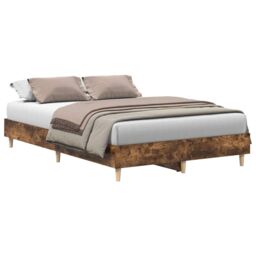 Berkfield Home Bed Frame No Mattress Smoked Oak 140x190 cm Engineered Wood in Brown - thumbnail 2