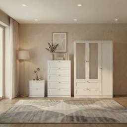 Home Discount Vida Designs Altino 3Pc Bedroom Set(2Dr Bedside, 5Dr Chest, Wardrobe) in White - thumbnail 1