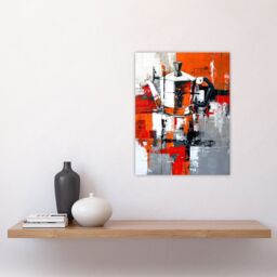 "Artery8 Moka Coffee Pot Abstract Orange Grey Painting Wall Art Print - Size: W24"" x H32""" - thumbnail 4