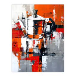 "Artery8 Moka Coffee Pot Abstract Orange Grey Painting Wall Art Print - Size: W24"" x H32""" - thumbnail 1