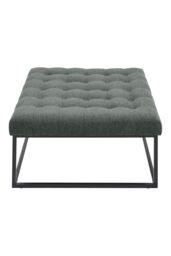 Living and Home Square Linen Footstool with Metal Frame in Grey - thumbnail 4