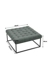 Living and Home Square Linen Footstool with Metal Frame in Grey - thumbnail 3