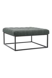 Living and Home Square Linen Footstool with Metal Frame in Grey - thumbnail 5