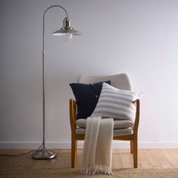 K LIVING Chester Satin Nickel Vintage Freestanding Fisherman's Floor Lamp in Silver