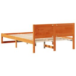 Berkfield Home Bed Frame Wax brown Solid Pine wood 135 x 190 cm Simple - thumbnail 8