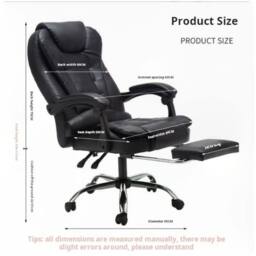 NESTLUNE 8Point Massage Office Chair Gaming Computer Desk Swivel in Black - Size: 100 cm x 15 cm - thumbnail 2