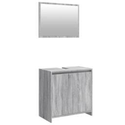 Berkfield Home Spacious 2 Piece Bathroom Furniture Set Grey Sonoma Engineered Wood - thumbnail 3