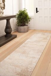 Loomed Beige Distressed Abstract Soft Living Room Bedroom Area Rug Runner - Size: 80 cm x 150 cm - thumbnail 2