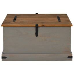 Berkfield Home Storage Chest HALDEN Grey 91x91x47 cm Solid Wood Pine - Size: 91 x 91 x 47 cm - thumbnail 1