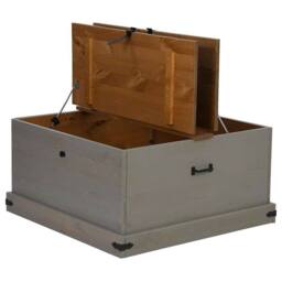 Berkfield Home Storage Chest HALDEN Grey 91x91x47 cm Solid Wood Pine - Size: 91 x 91 x 47 cm - thumbnail 6