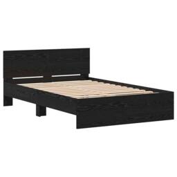 Berkfield Home Classic Bed Frame with Headboard Black Oak 120 x 190 cm Wood - thumbnail 3