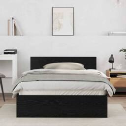 Berkfield Home Classic Bed Frame with Headboard Black Oak 120 x 190 cm Wood - thumbnail 2