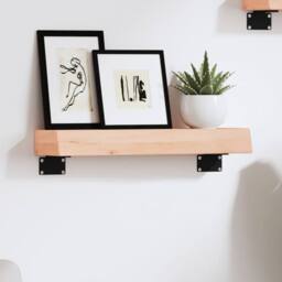 Berkfield Home Wall Shelf 40x10x6 cm Untreated Solid Wood Oak in Natural - Size: 40 x 10 x 6 cm - thumbnail 2