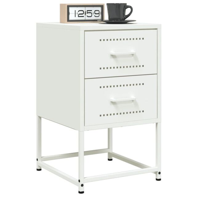 Berkfield Home Bedside Cabinets 2 pcs White 36x39x60.5 cm Steel - image 1