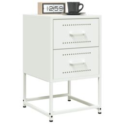 Berkfield Home Bedside Cabinets 2 pcs White 36x39x60.5 cm Steel - thumbnail 1