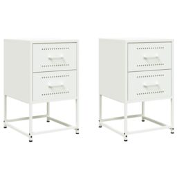 Berkfield Home Bedside Cabinets 2 pcs White 36x39x60.5 cm Steel - thumbnail 2