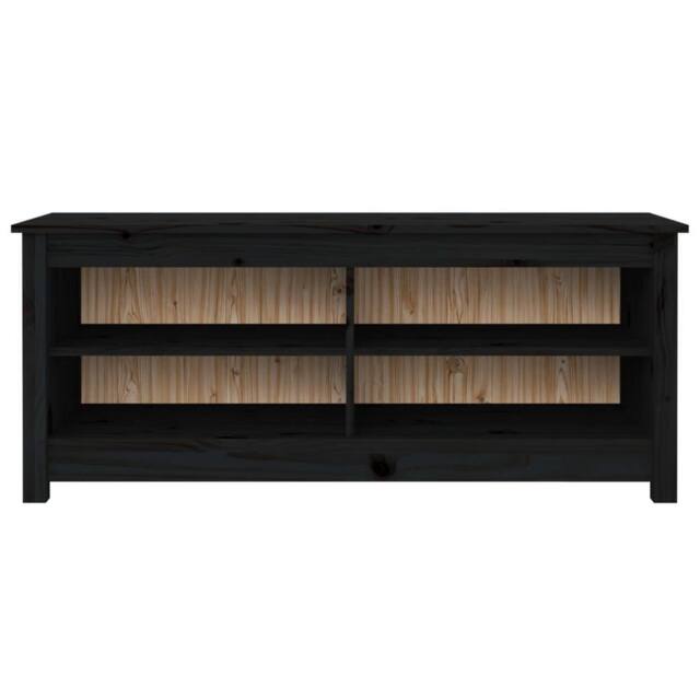 Berkfield Home Shoe Bench Black 110x38x45.5 cm Solid Wood Pine - image 1
