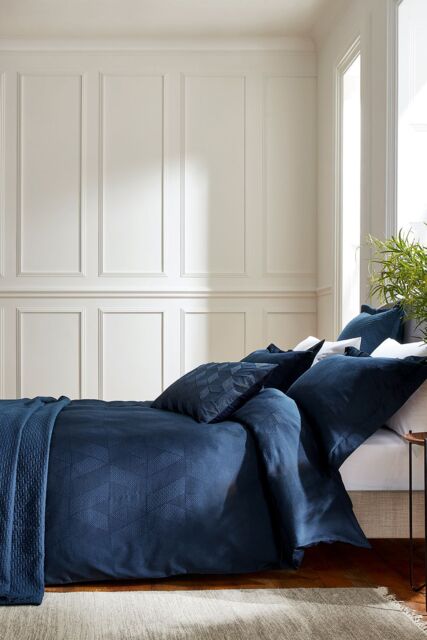 1951 'Osaka' Cotton Duvet Cover in Midnight - Size: Double - image 1