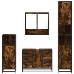 Berkfield Home Durable 4¬†Piece Bathroom Furniture Set¬†Smoked Oak Engineered Wood in Brown - thumbnail 5