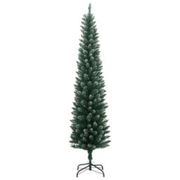 Berkfield Home Artificial Slim Christmas Tree 150 LEDs 150 cm in Green - thumbnail 3