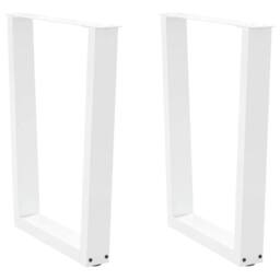Berkfield Home Dining Table Legs V-Shape 2 pcs White 60x(72-73.3) cm Steel - thumbnail 2