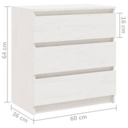 Berkfield Home Durable Bedside Cabinet White 60x36x64 cm Solid Pinewood - Size: 60 x 36 x 64 cm - thumbnail 9