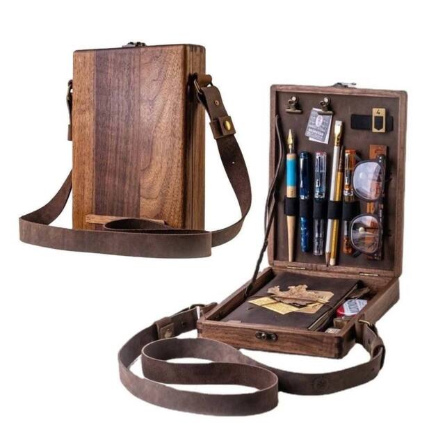 Kelvenix Writers Messenger Wood Box Multi-Function in Brown - image 1
