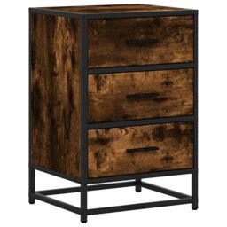 Berkfield Home Bedside Cabinet Smoked Oak 40x34.5x60 cm Engineered Wood & Metal in Brown - thumbnail 2
