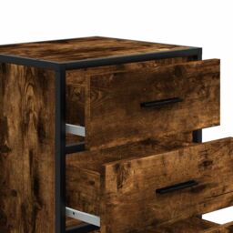 Berkfield Home Bedside Cabinet Smoked Oak 40x34.5x60 cm Engineered Wood & Metal in Brown - thumbnail 9