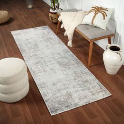 Livabliss Roma-Abstract Gray Blue Brown Modern Marble Living Dining Bedroom Rug in Dark Brown - Size: 80 cm x 220 cm - thumbnail 6