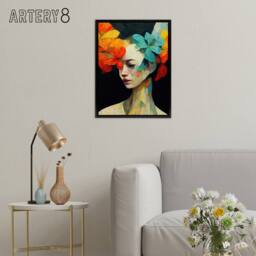 "Artery8 Floral Feminine Abstract Portrait Framed Canvas Wall Art Print - Size: W12"" x H16""" - thumbnail 3