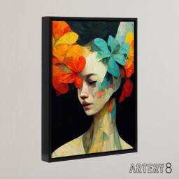 "Artery8 Floral Feminine Abstract Portrait Framed Canvas Wall Art Print - Size: W12"" x H16""" - thumbnail 2